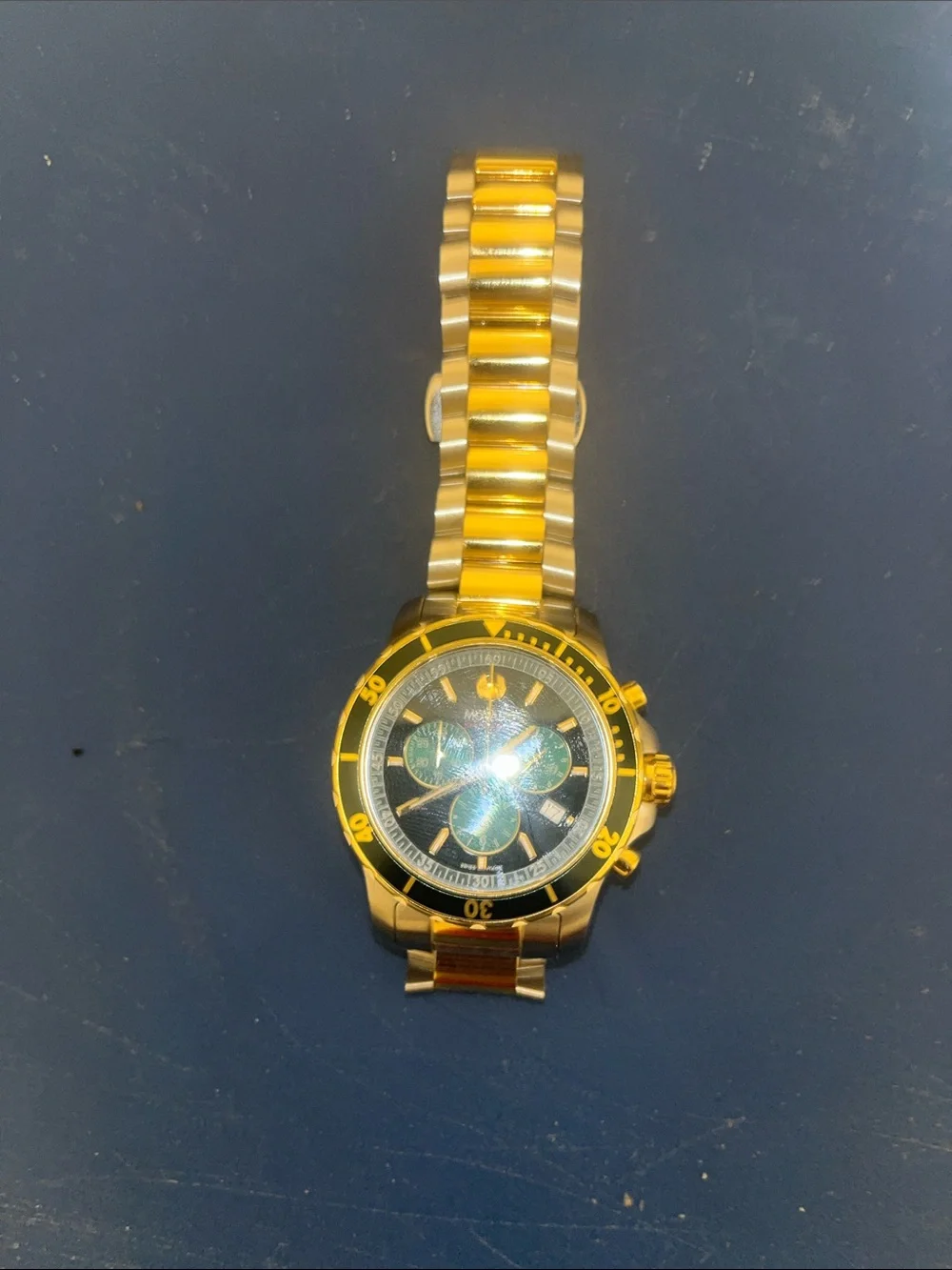 Movado Gold and Green Two-Tone Chronograph Watch series 800
